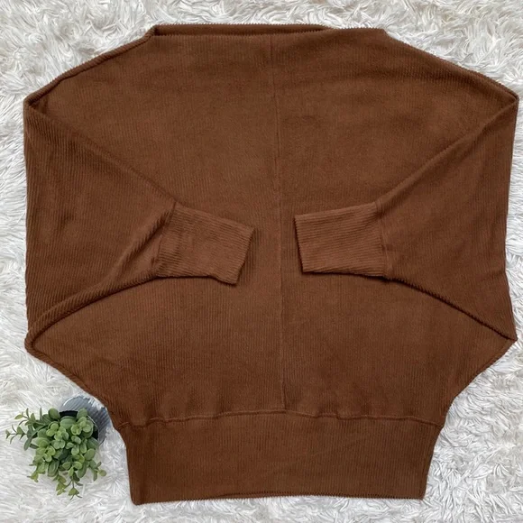 Jenny Boston Ribbed Dolman Top 💗 Brown - Picture 4 of 12